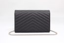 [REP 1:1] Saint Laurent Cassandre Matelassé Chain Wallet In Grain De Poudre Embossed Black For Women 8.8in/23cm YSL 377828BOW021000