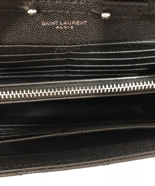 [REP 1:1] Saint Laurent Cassandre Matelassé Chain Wallet In Grain De Poudre Embossed Black For Women 8.8in/23cm YSL 377828BOW021000