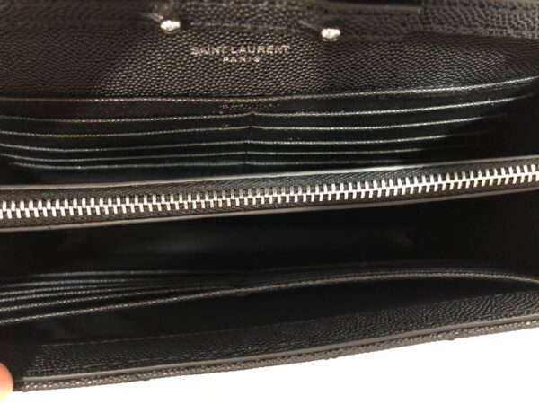 [REP 1:1] Saint Laurent Cassandre Matelassé Chain Wallet In Grain De Poudre Embossed Black For Women 8.8in/23cm YSL 377828BOW021000