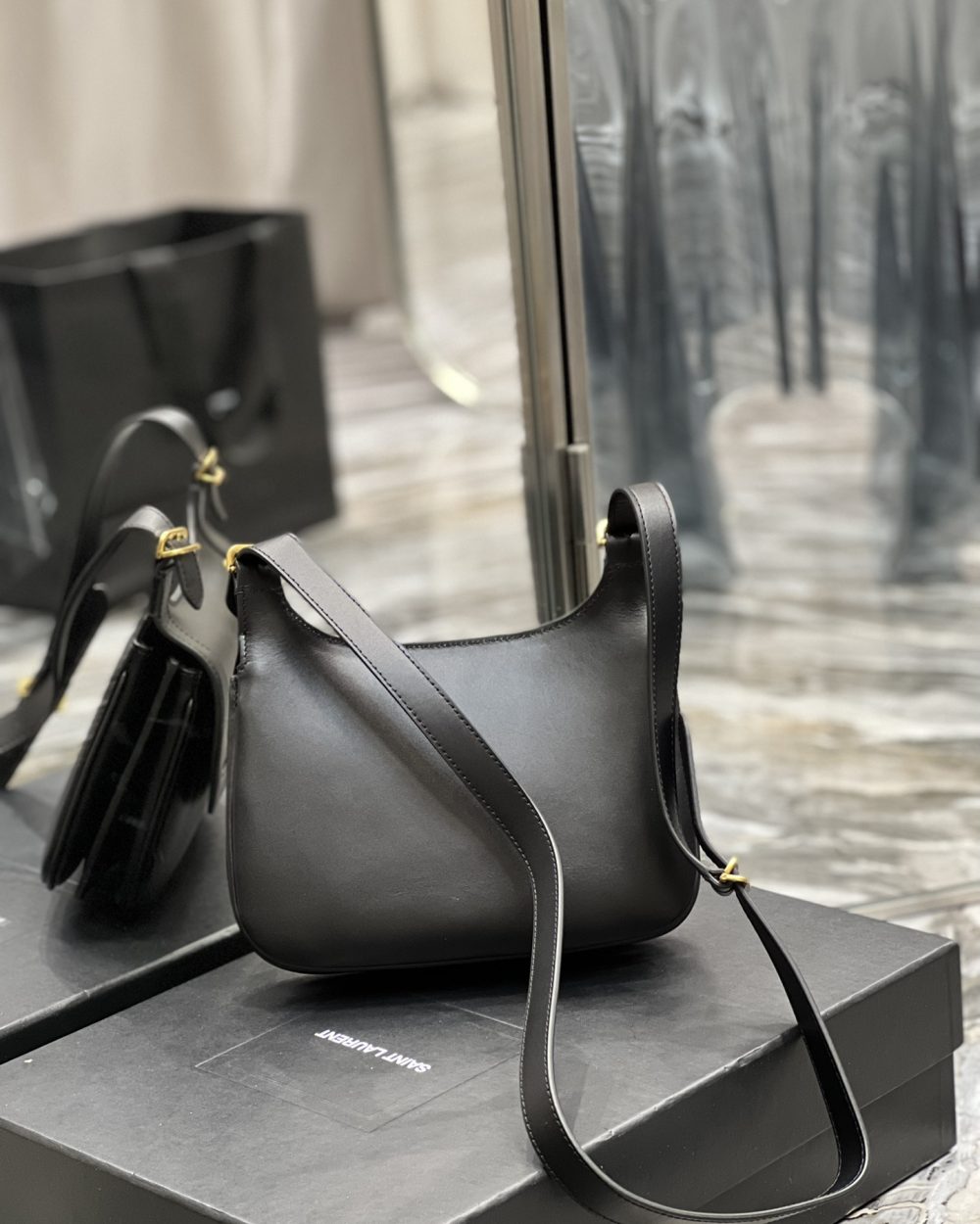 [REP 1:1] Saint Laurent Charlie Medium Shoudler Bag Black For Women 9.1in/23cm YSl 6867422R20W1000