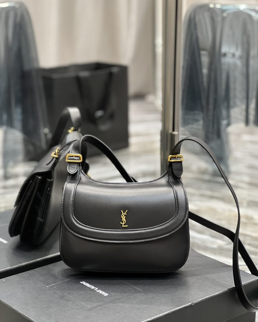 [REP 1:1] Saint Laurent Charlie Medium Shoudler Bag Black For Women 9.1in/23cm YSl 6867422R20W1000