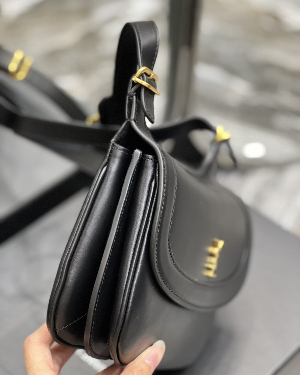 [REP 1:1] Saint Laurent Charlie Medium Shoudler Bag Black For Women 9.1in/23cm YSl 6867422R20W1000