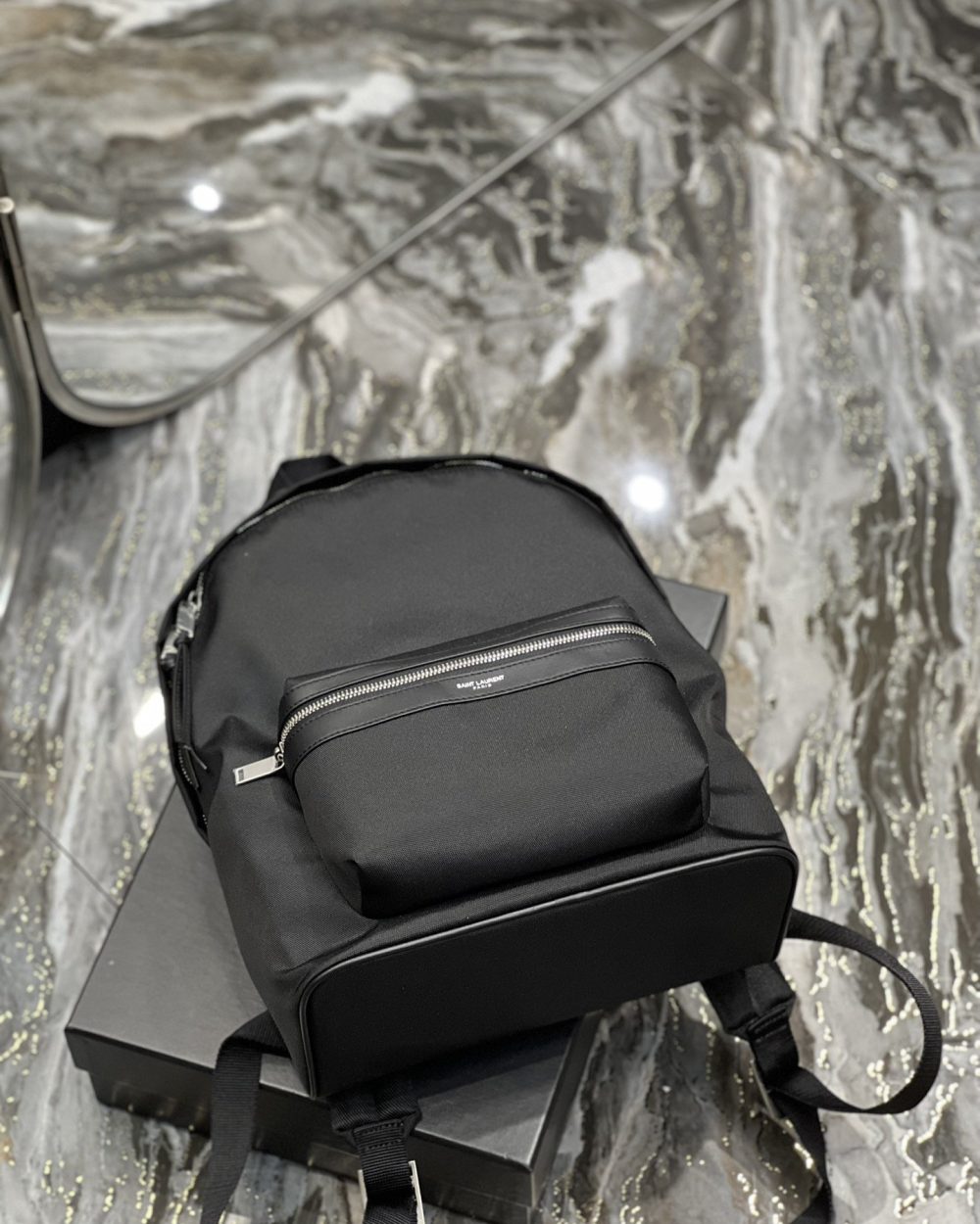 [REP 1:1] Saint Laurent City Backpack In Canvas Unisex For Women 13.8in/35cm Black YSL