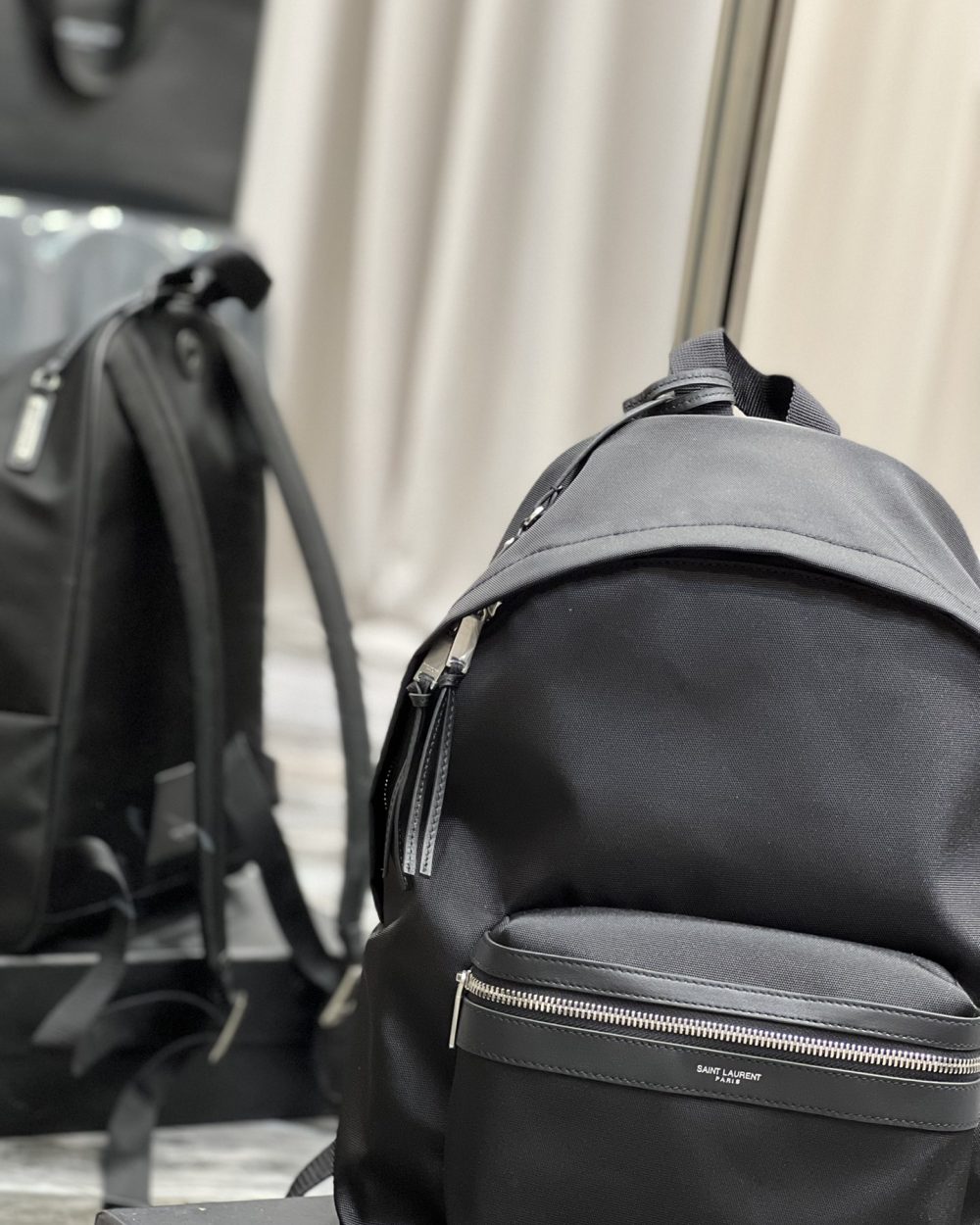 [REP 1:1] Saint Laurent City Backpack In Canvas Unisex For Women 13.8in/35cm Black YSL
