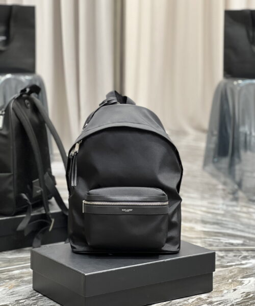 [REP 1:1] Saint Laurent City Backpack In Canvas Unisex For Women 13.8in/35cm Black YSL