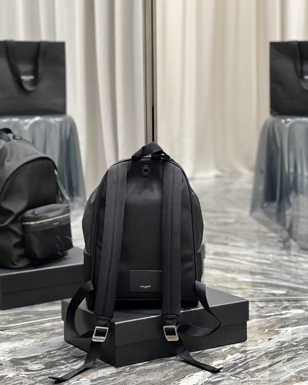[REP 1:1] Saint Laurent City Backpack In Canvas Unisex For Women 13.8in/35cm Black YSL