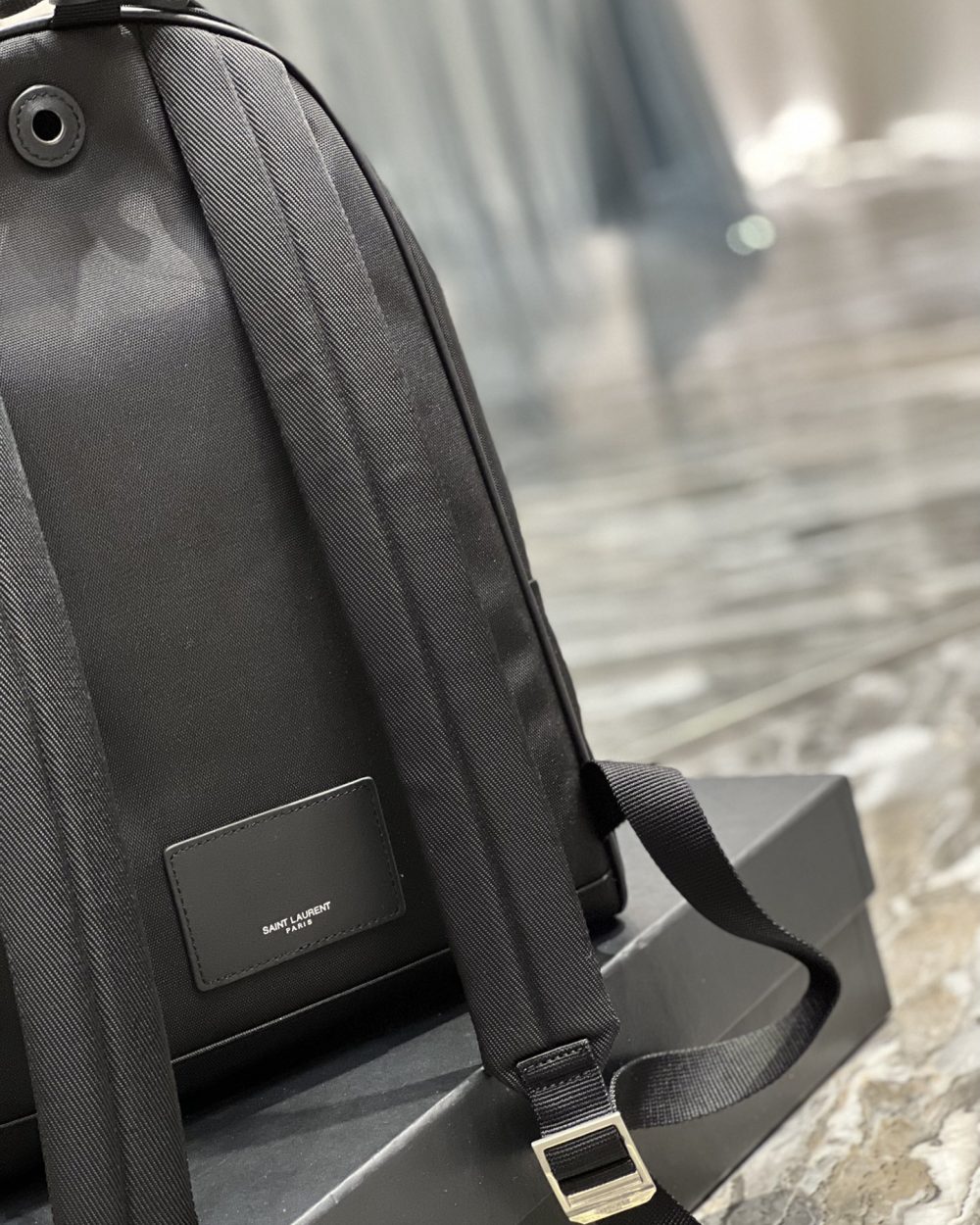 [REP 1:1] Saint Laurent City Backpack In Canvas Unisex For Women 13.8in/35cm Black YSL