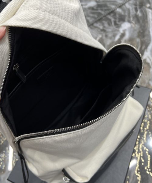 [REP 1:1] Saint Laurent City Backpack In Canvas Unisex For Women 13.8in/35cm White YSL