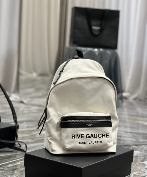[REP 1:1] Saint Laurent City Backpack In Canvas Unisex For Women 13.8in/35cm White YSL