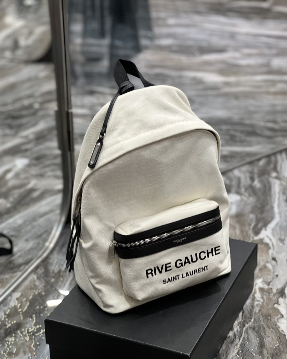 [REP 1:1] Saint Laurent City Backpack In Canvas Unisex For Women 13.8in/35cm White YSL