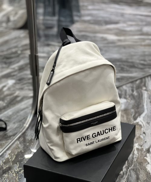 [REP 1:1] Saint Laurent City Backpack In Canvas Unisex For Women 13.8in/35cm White YSL
