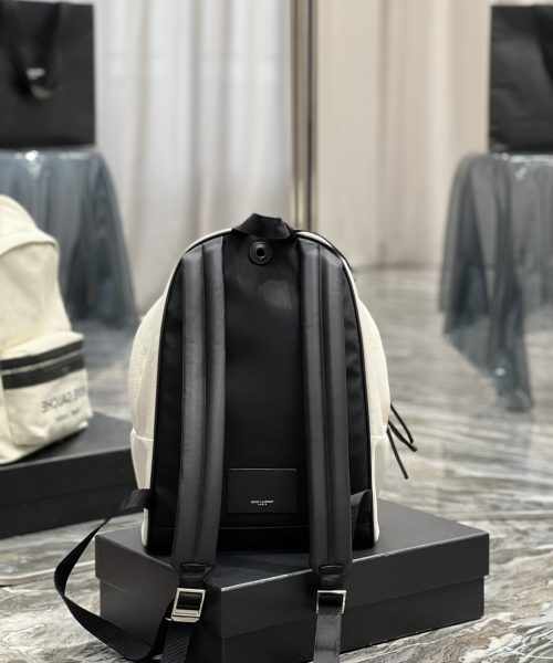[REP 1:1] Saint Laurent City Backpack In Canvas Unisex For Women 13.8in/35cm White YSL