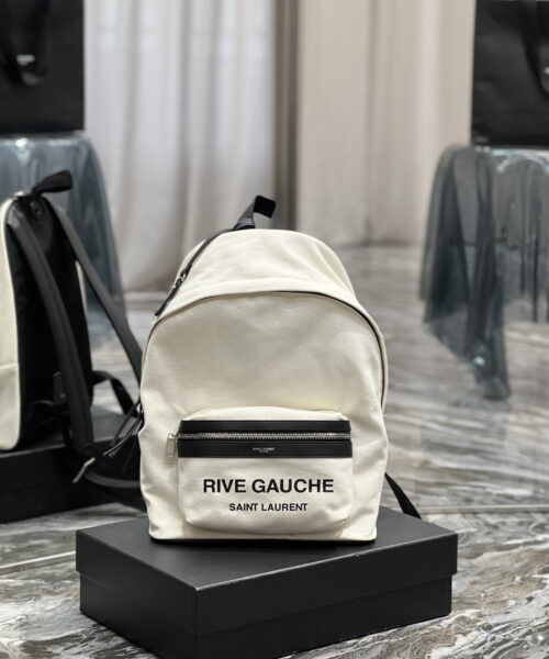 [REP 1:1] Saint Laurent City Backpack In Canvas Unisex For Women 13.8in/35cm White YSL