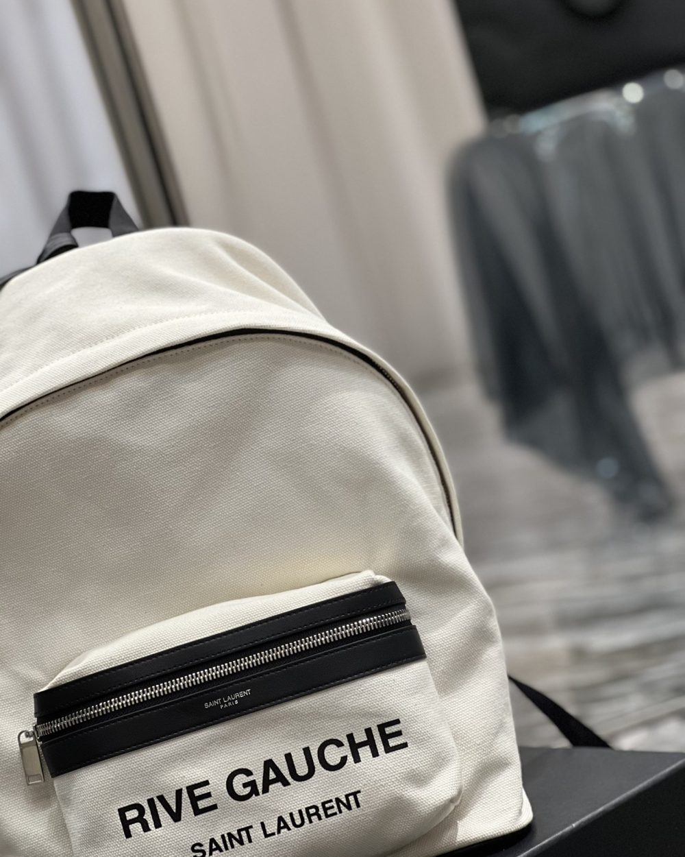 [REP 1:1] Saint Laurent City Backpack In Canvas Unisex For Women 13.8in/35cm White YSL