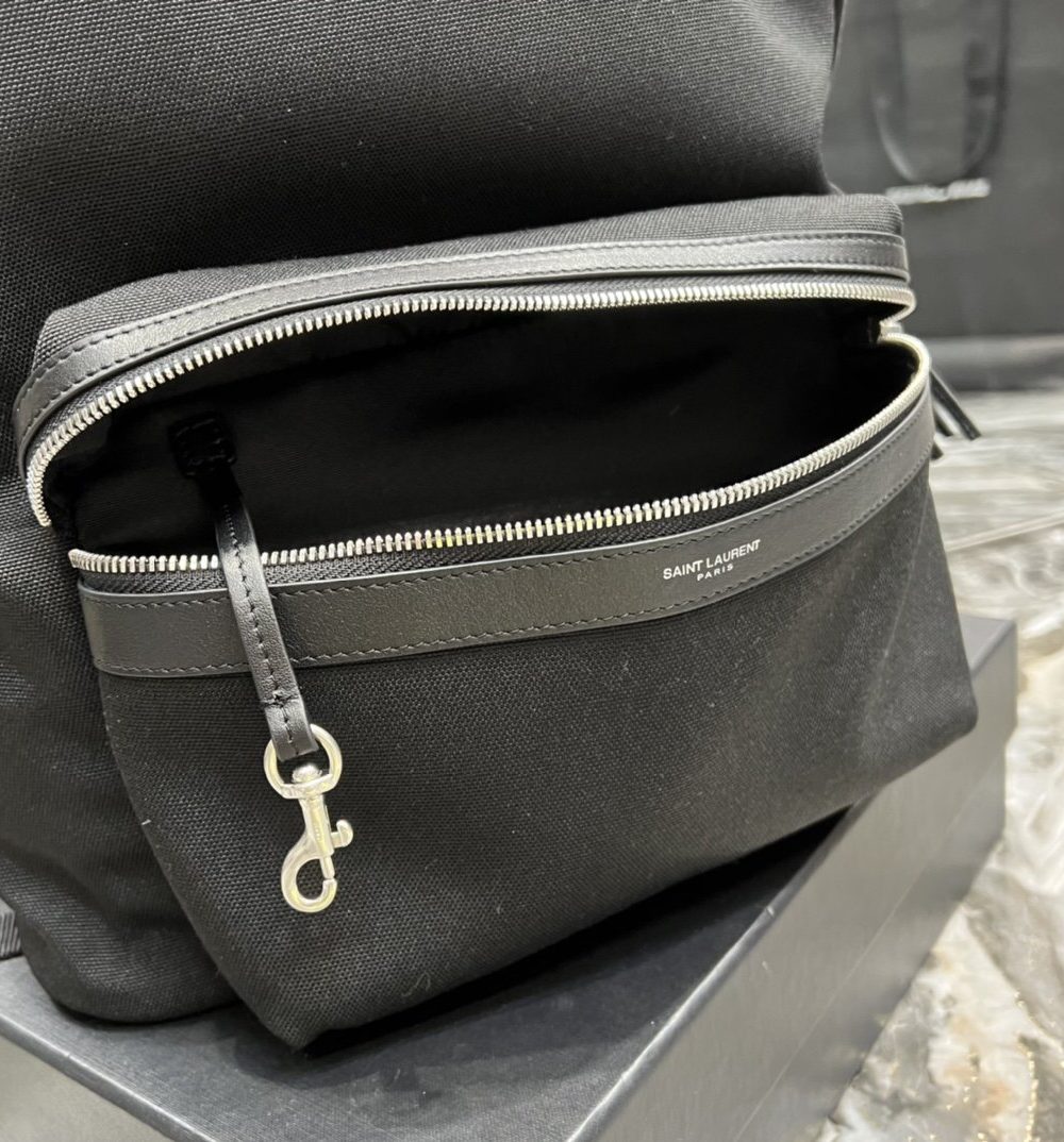 [REP 1:1] Saint Laurent City Backpack In Canvas Unisex For Women 15in/38cm Black YSL