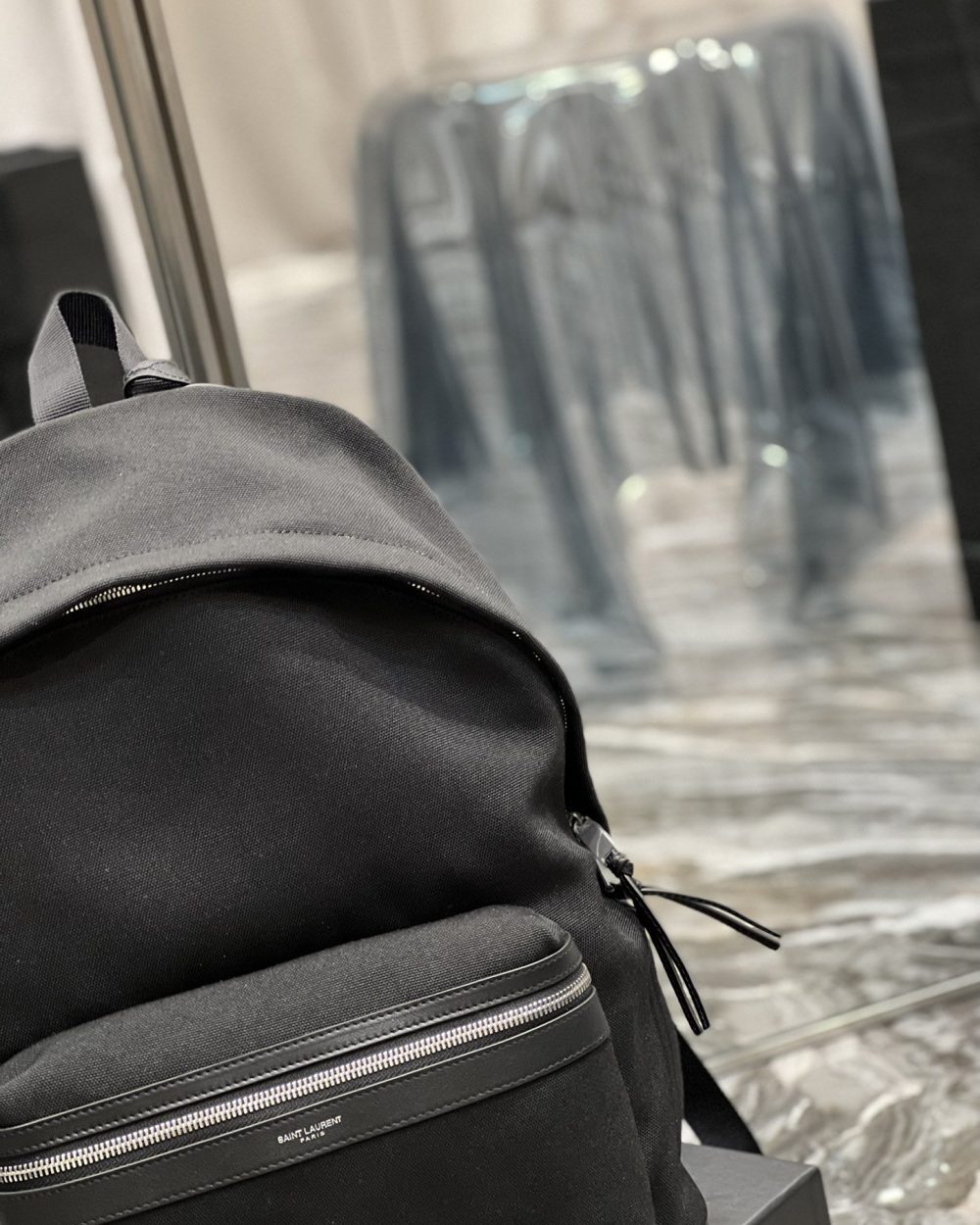 [REP 1:1] Saint Laurent City Backpack In Canvas Unisex For Women 15in/38cm Black YSL