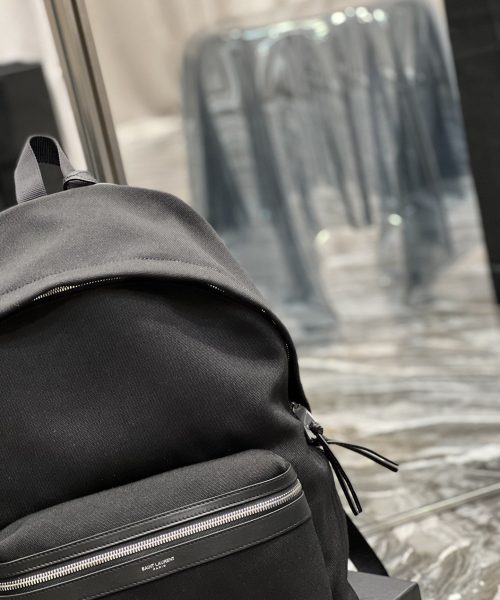 [REP 1:1] Saint Laurent City Backpack In Canvas Unisex For Women 15in/38cm Black YSL