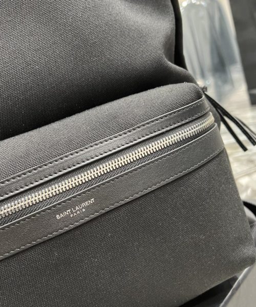 [REP 1:1] Saint Laurent City Backpack In Canvas Unisex For Women 15in/38cm Black YSL
