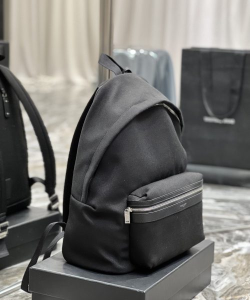 [REP 1:1] Saint Laurent City Backpack In Canvas Unisex For Women 15in/38cm Black YSL
