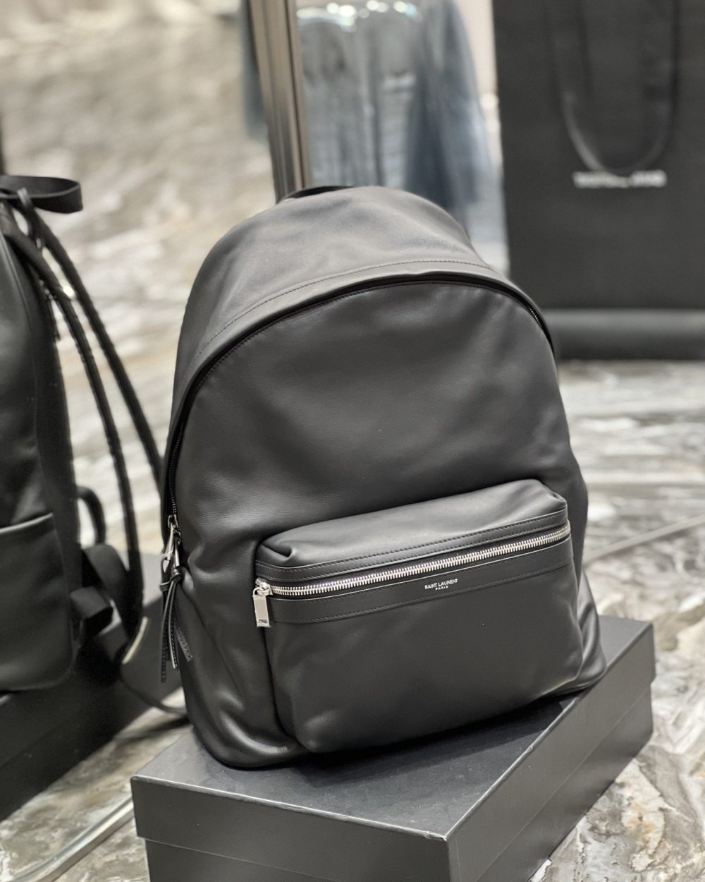 [REP 1:1] Saint Laurent City Backpack Unisex For Women 15in/38cm Black YSL