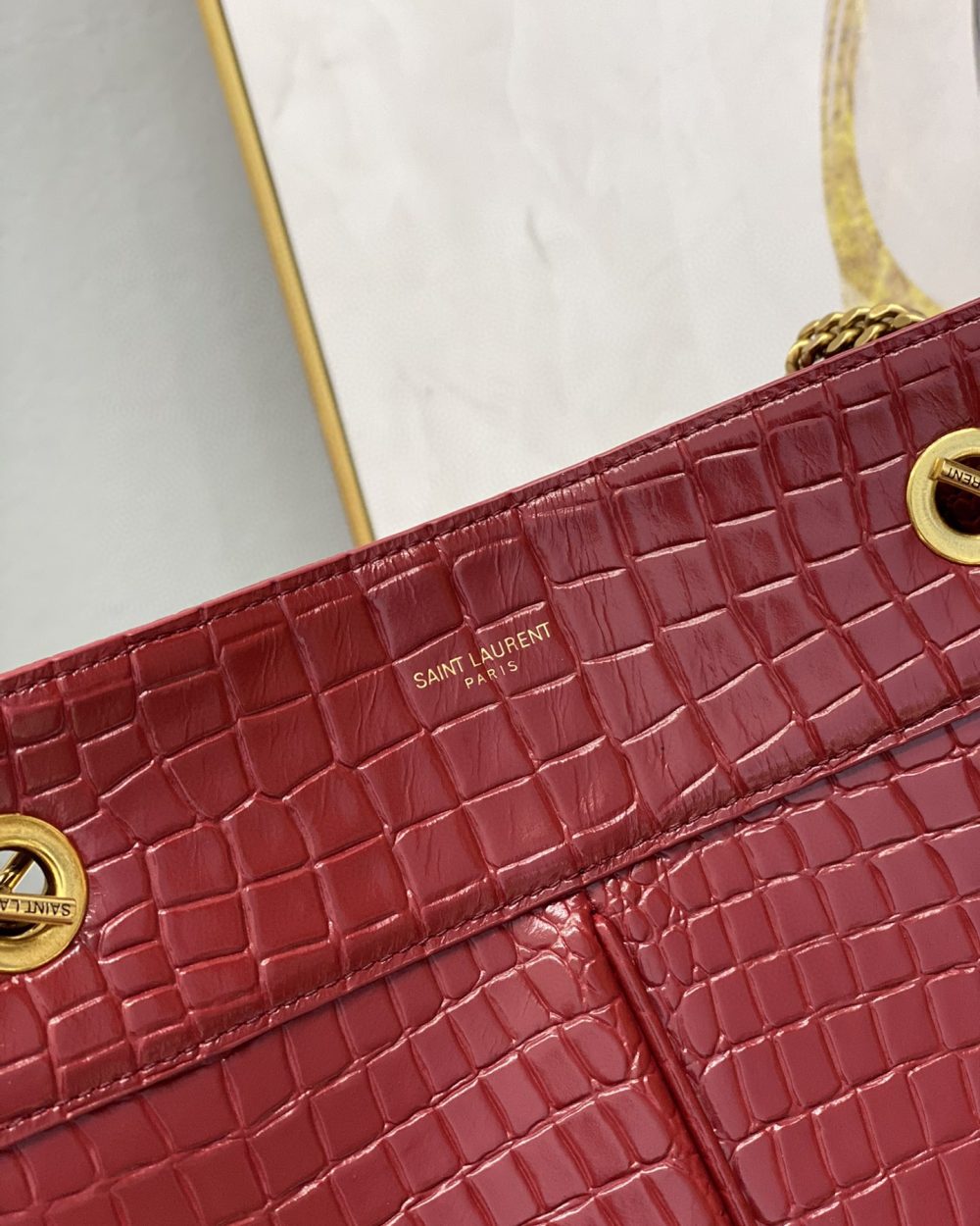 [REP 1:1] Saint Laurent Claude-Effect Tote Bag Red For Women 11in/28cm YSL 64028116J0W