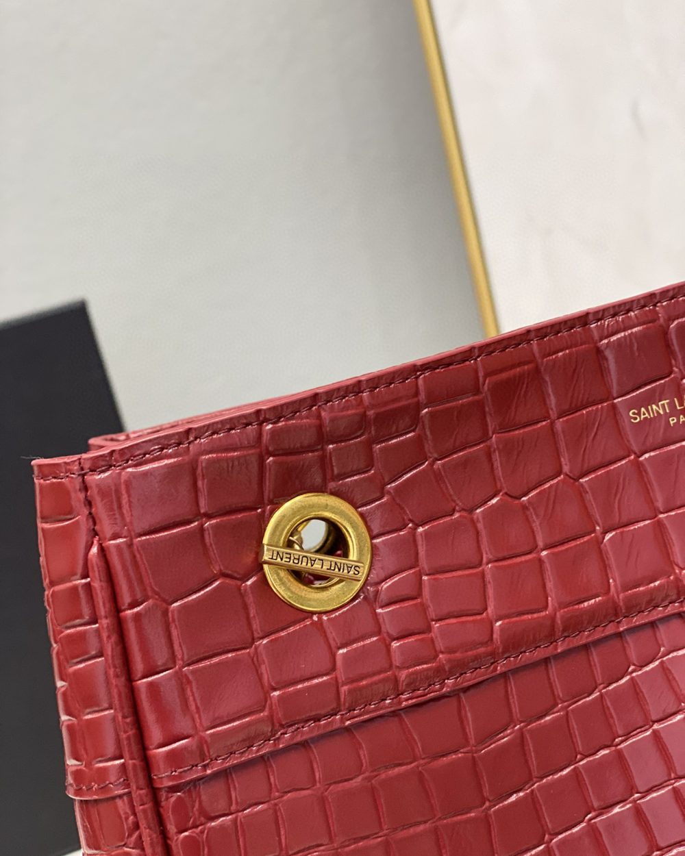 [REP 1:1] Saint Laurent Claude-Effect Tote Bag Red For Women 11in/28cm YSL 64028116J0W