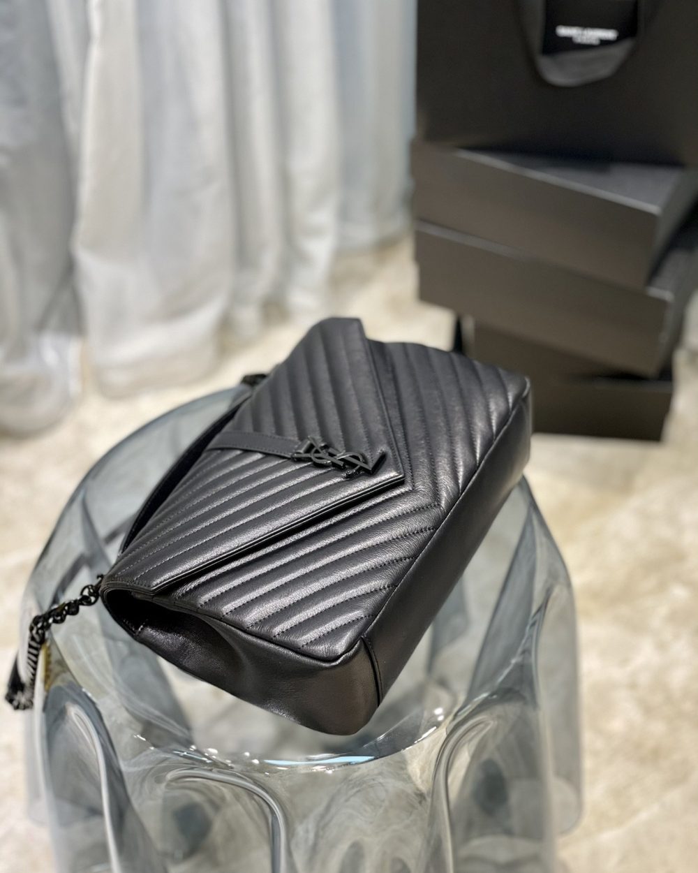 [REP 1:1] Saint Laurent College Large Chain Bag Black With Metal Toned Hardware For Women 12.6in/32cm YSL 600278BRM081000