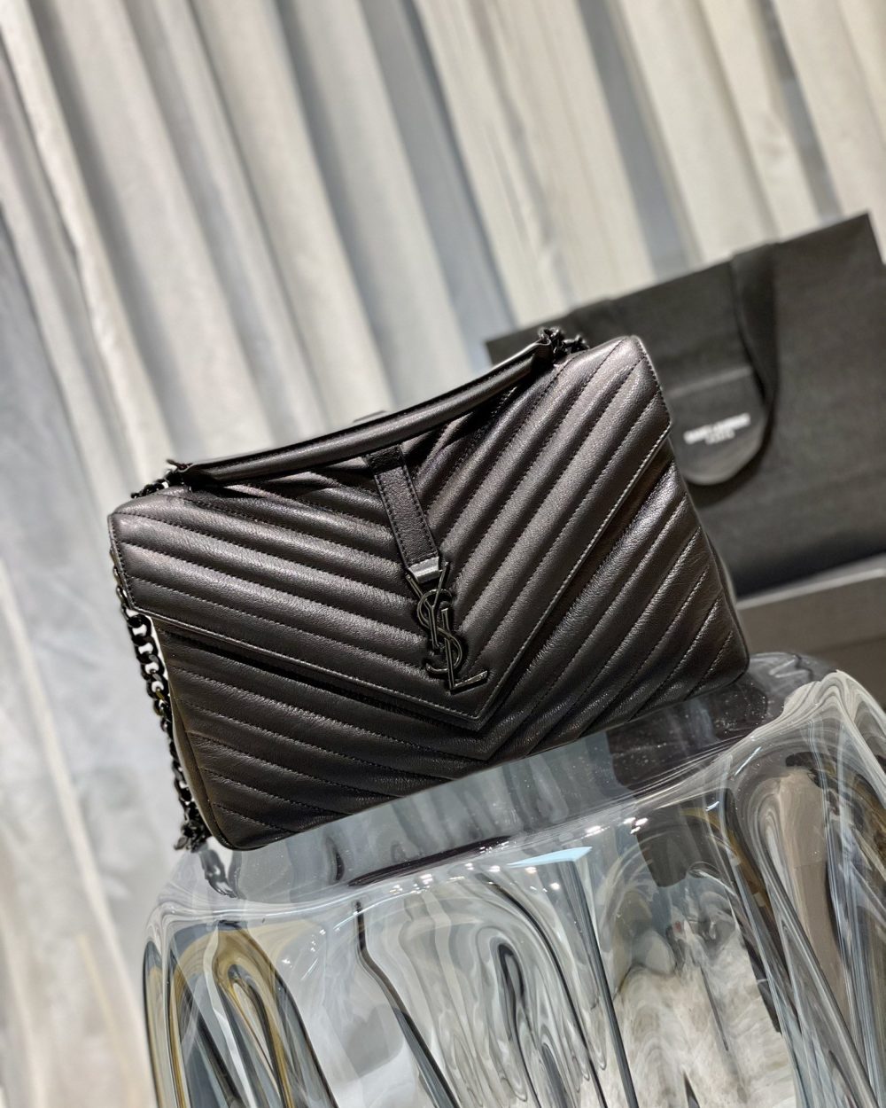 [REP 1:1] Saint Laurent College Large Chain Bag Black With Metal Toned Hardware For Women 12.6in/32cm YSL 600278BRM081000