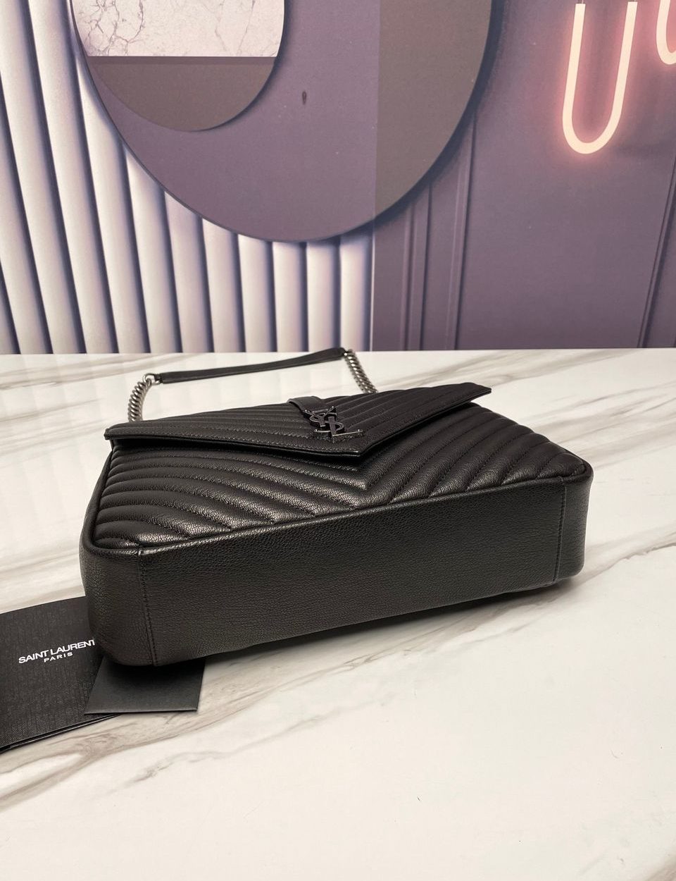 [REP 1:1] Saint Laurent College Large Chain Bag Black With Silver Toned Hardware For Women 12.6in/32cm YSL 600278BRM041000