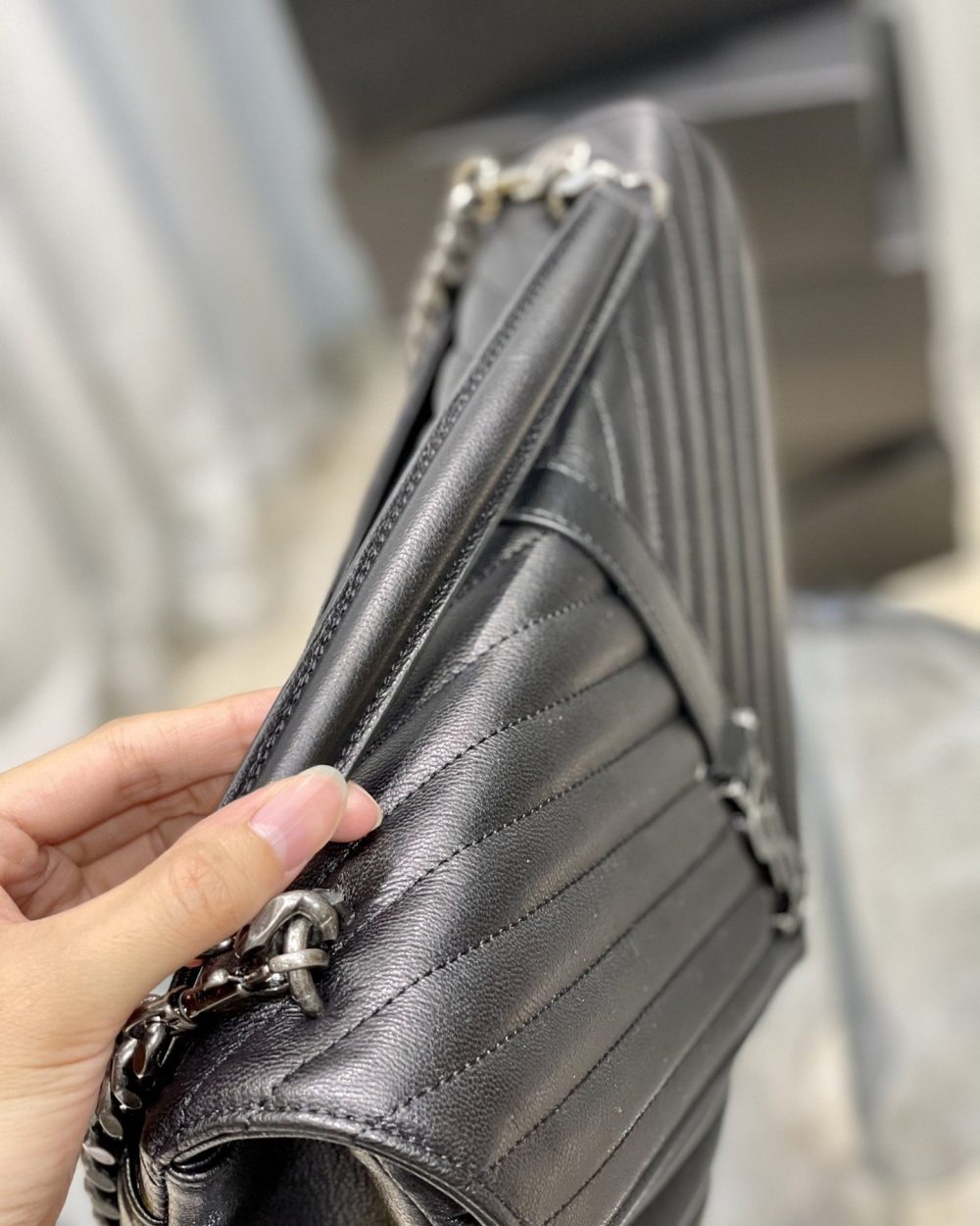[REP 1:1] Saint Laurent College Large Chain Bag Black With Silver TonedHardware For Women 12.6in/32cm YSL 600278BRM041000