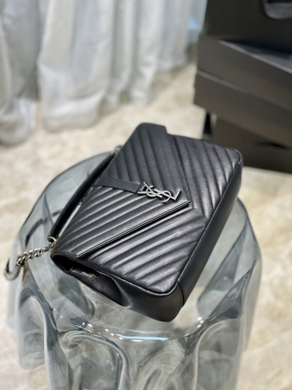 [REP 1:1] Saint Laurent College Large Chain Bag Black With Silver TonedHardware For Women 12.6in/32cm YSL 600278BRM041000