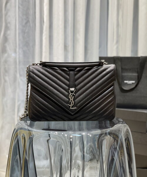 [REP 1:1] Saint Laurent College Large Chain Bag Black With Silver TonedHardware For Women 12.6in/32cm YSL 600278BRM041000
