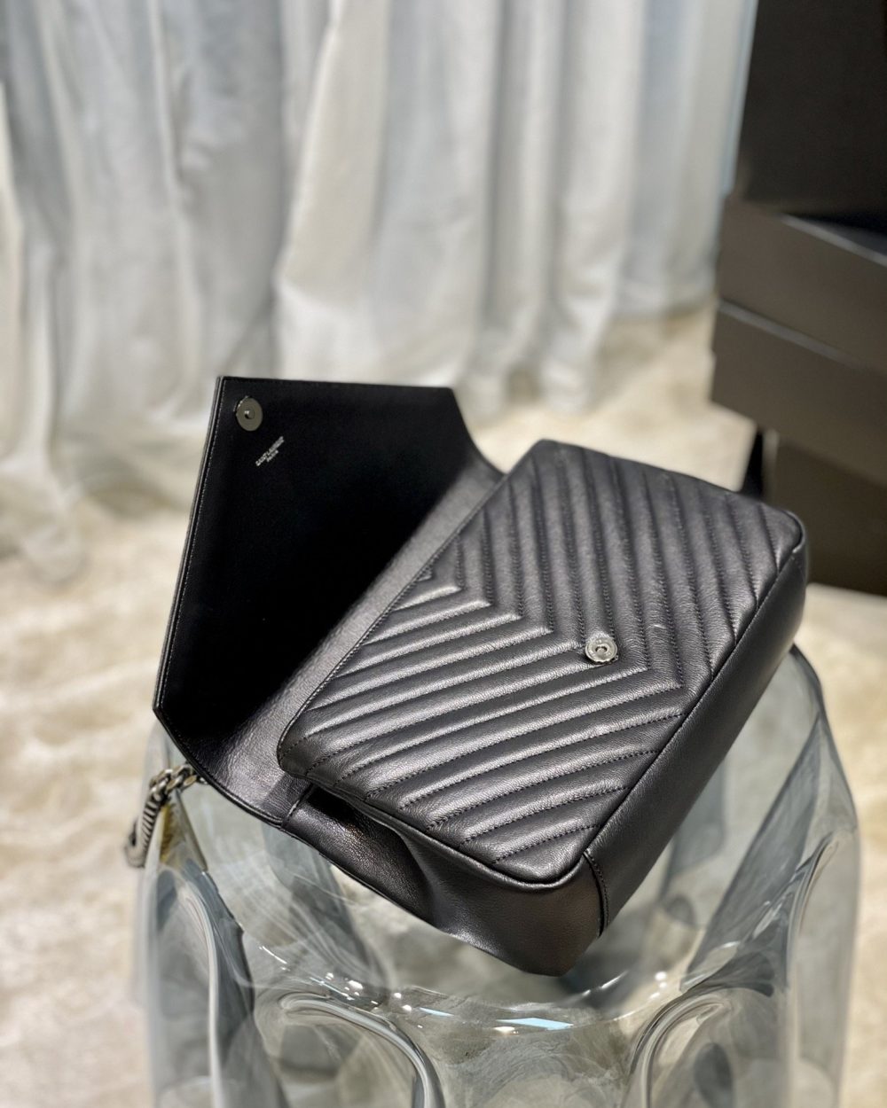 [REP 1:1] Saint Laurent College Large Chain Bag Black With Silver TonedHardware For Women 12.6in/32cm YSL 600278BRM041000