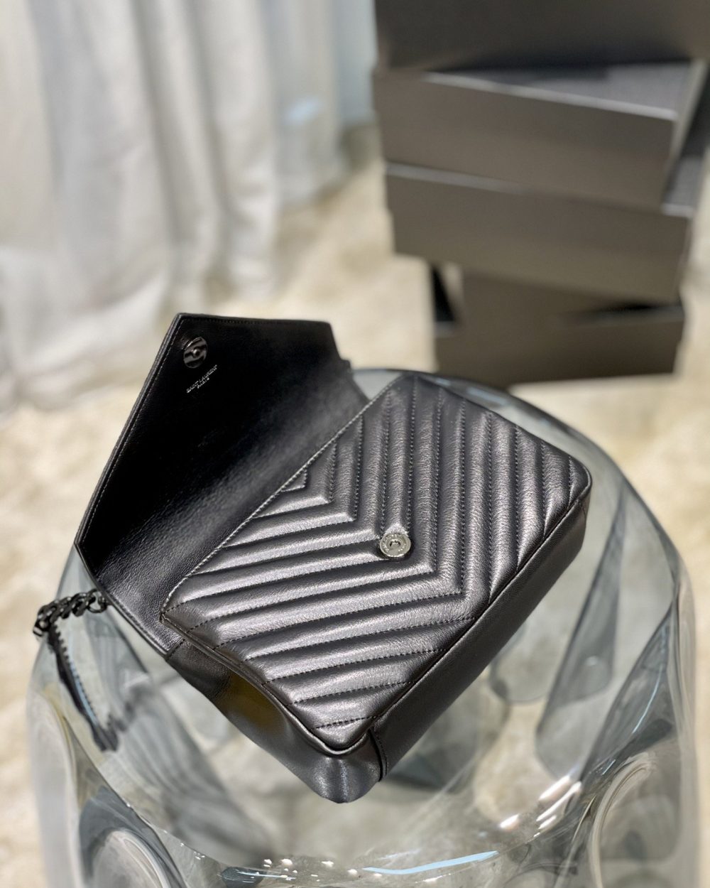 [REP 1:1] Saint Laurent College Medium Chain Bag Black Metal Toned Hardware For Women 9.4in/24cm YSL 600279BRM081000