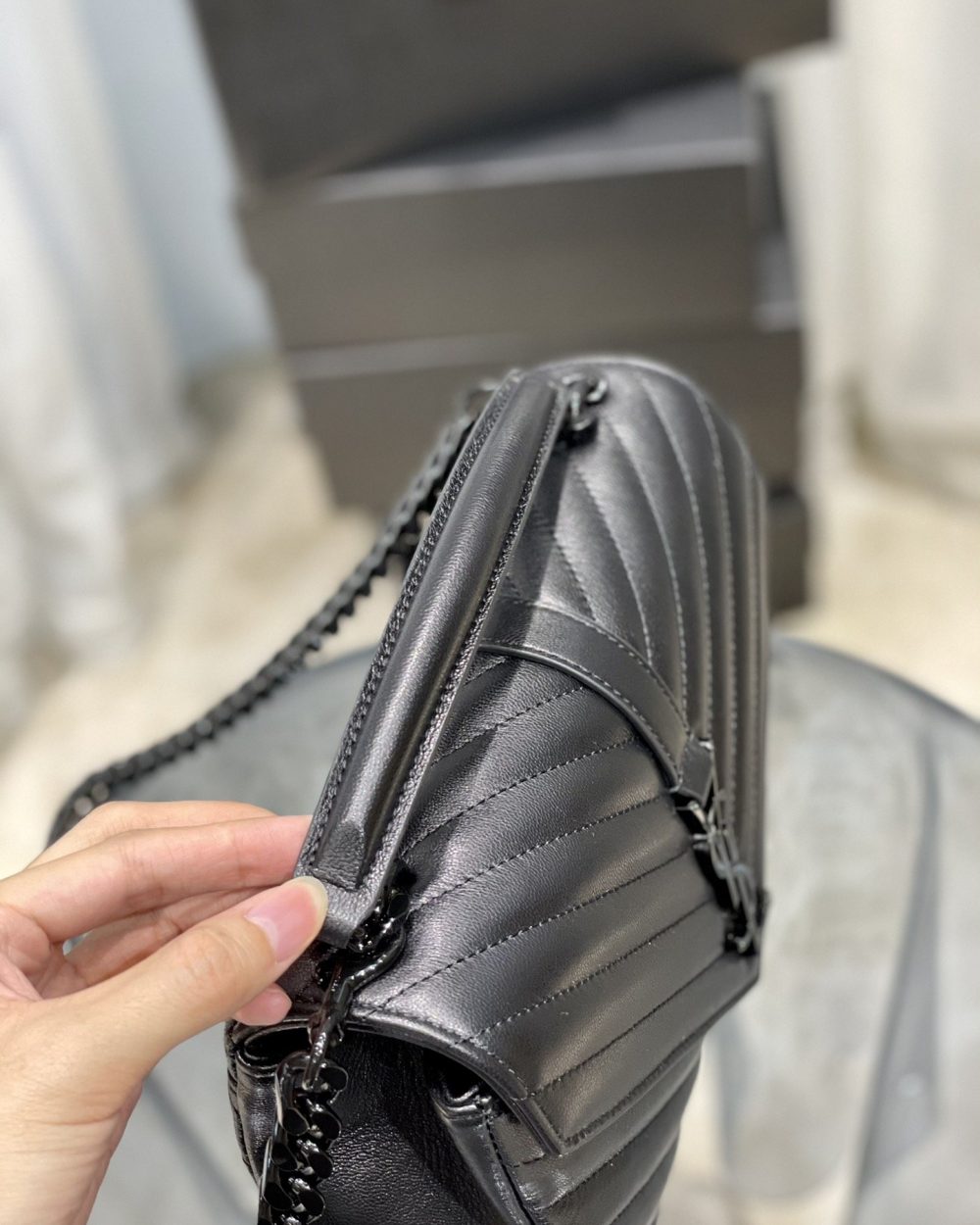 [REP 1:1] Saint Laurent College Medium Chain Bag Black Metal Toned Hardware For Women 9.4in/24cm YSL 600279BRM081000