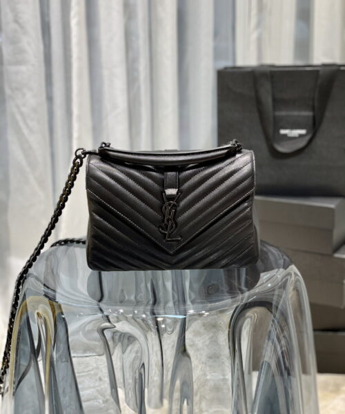 [REP 1:1] Saint Laurent College Medium Chain Bag Black Metal Toned Hardware For Women 9.4in/24cm YSL 600279BRM081000