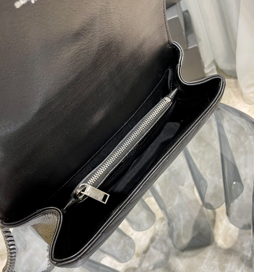 [REP 1:1] Saint Laurent College Medium Chain Bag Black Silver Toned Hardware For Women 9.4in/24cm YSL 600279BRM041000