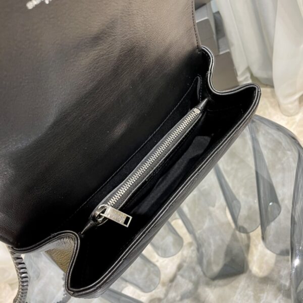 [REP 1:1] Saint Laurent College Medium Chain Bag Black Silver Toned Hardware For Women 9.4in/24cm YSL 600279BRM041000