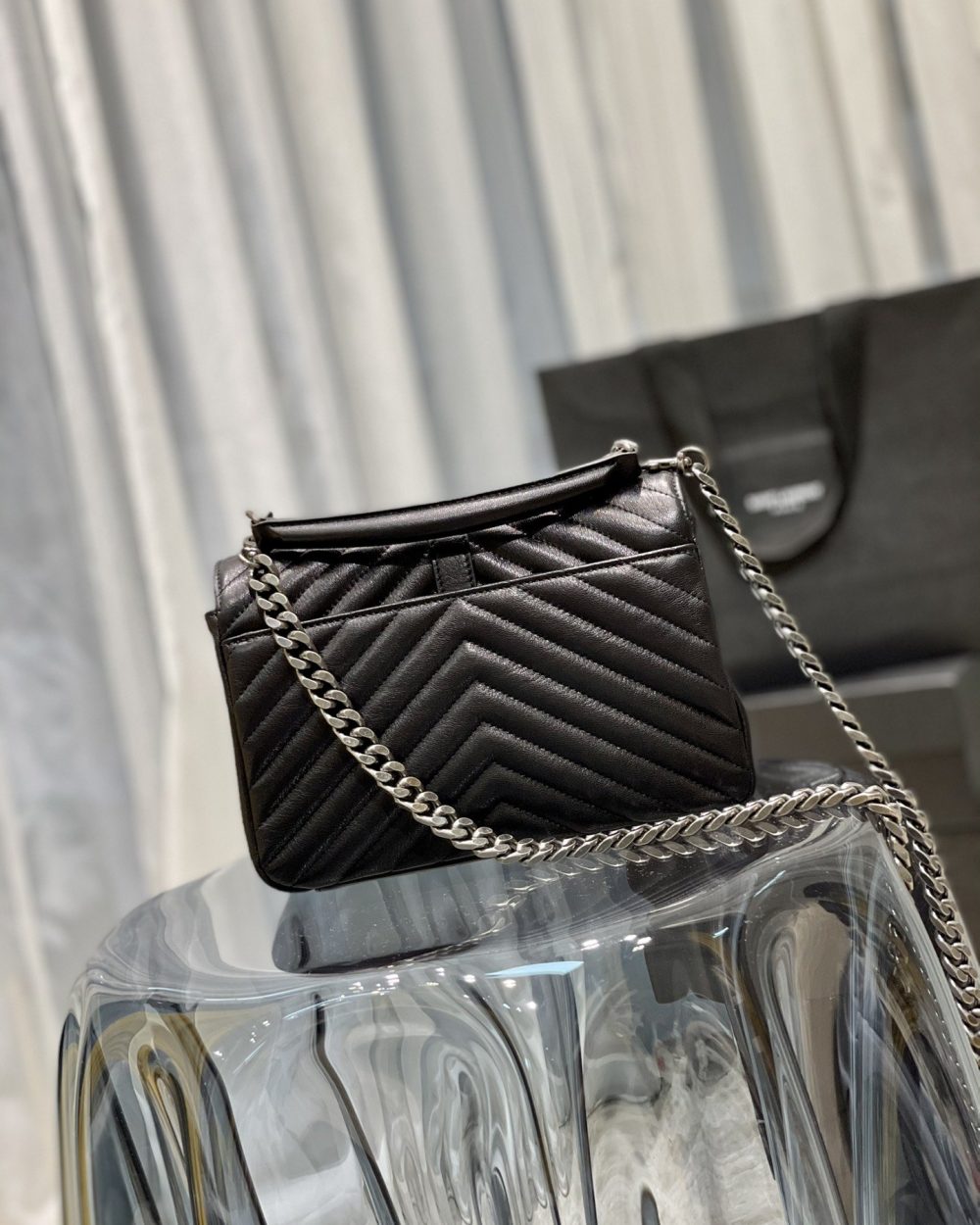 [REP 1:1] Saint Laurent College Medium Chain Bag Black Silver Toned Hardware For Women 9.4in/24cm YSL 600279BRM041000