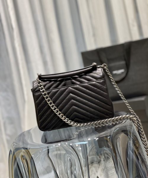 [REP 1:1] Saint Laurent College Medium Chain Bag Black Silver Toned Hardware For Women 9.4in/24cm YSL 600279BRM041000