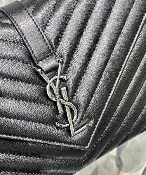 [REP 1:1] Saint Laurent College Medium Chain Bag Black Silver Toned Hardware For Women 9.4in/24cm YSL 600279BRM041000