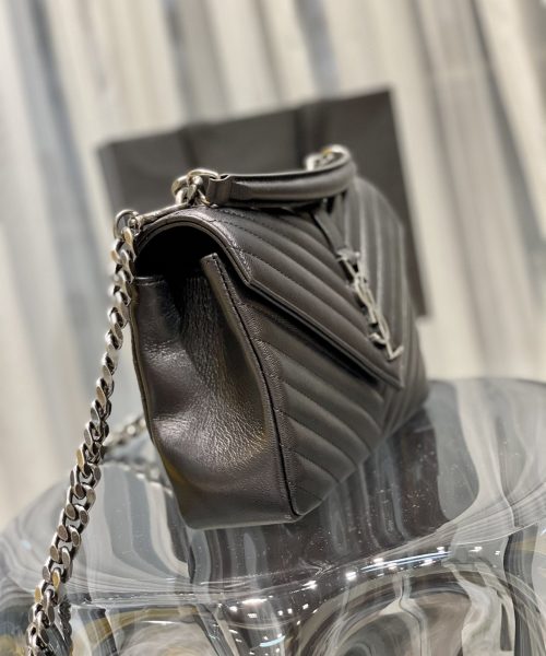 [REP 1:1] Saint Laurent College Medium Chain Bag Black Silver Toned Hardware For Women 9.4in/24cm YSL 600279BRM041000