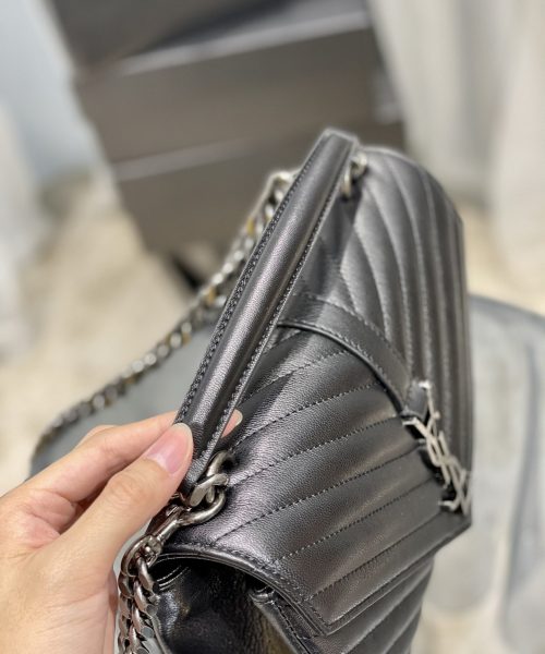 [REP 1:1] Saint Laurent College Medium Chain Bag Black Silver Toned Hardware For Women 9.4in/24cm YSL 600279BRM041000