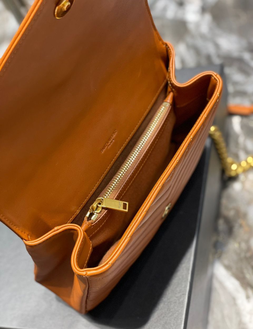 [REP 1:1] Saint Laurent College Medium Chain Bag Brown Gold Toned Hardware For Women 9.4in/24cm YSL 600279BRM076309