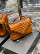 [REP 1:1] Saint Laurent College Medium Chain Bag Brown Gold Toned Hardware For Women 9.4in/24cm YSL 600279BRM076309