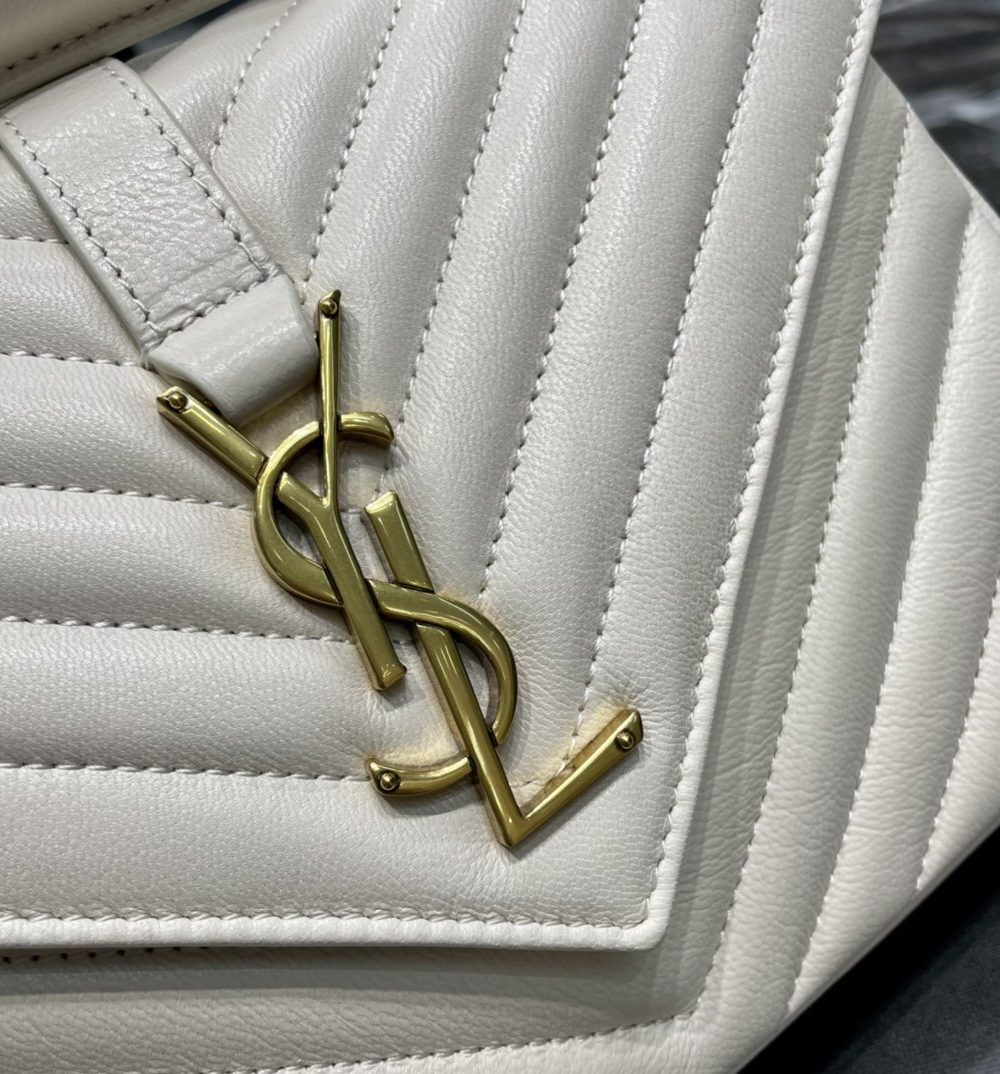 [REP 1:1] Saint Laurent College Medium Chain Bag White Gold Toned Hardware For Women 9.4in/24cm YSL 600279BRM079207