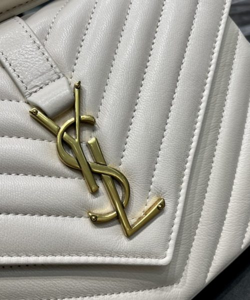 [REP 1:1] Saint Laurent College Medium Chain Bag White Gold Toned Hardware For Women 9.4in/24cm YSL 600279BRM079207