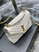 [REP 1:1] Saint Laurent College Medium Chain Bag White Gold Toned Hardware For Women 9.4in/24cm YSL 600279BRM079207