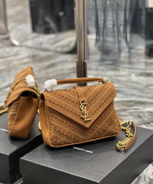 [REP 1:1] Saint Laurent College Medium Shoulder Bag Brown For Women, Women's Bags 9.4in/24cm YSL