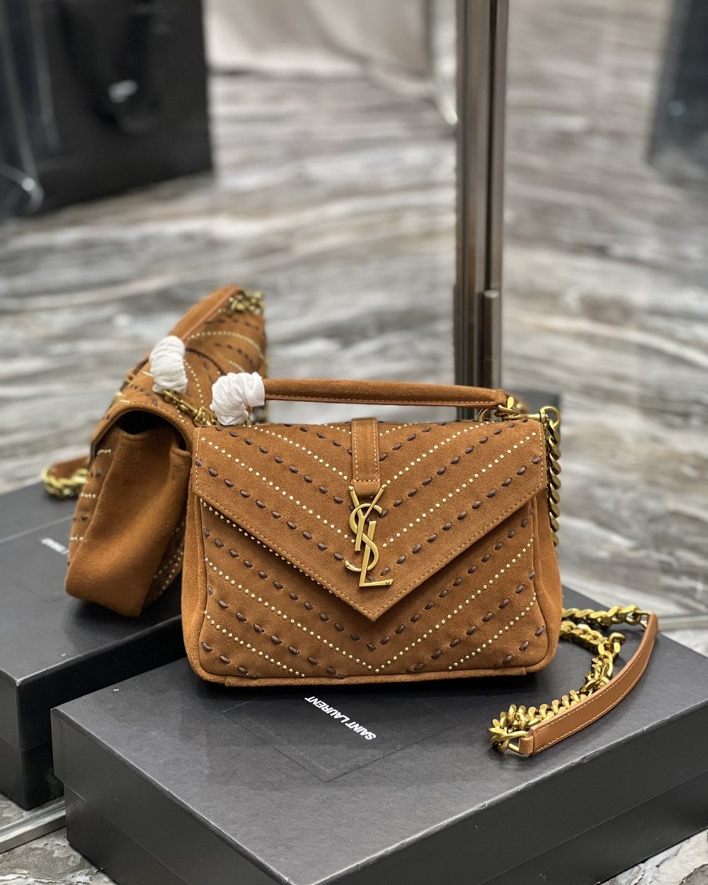 [REP 1:1] Saint Laurent College Medium Shoulder Bag Brown For Women, Women's Bags 9.4in/24cm YSL